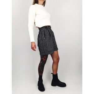 Vintage Plaid Cotton-Blend Shorts | Size M